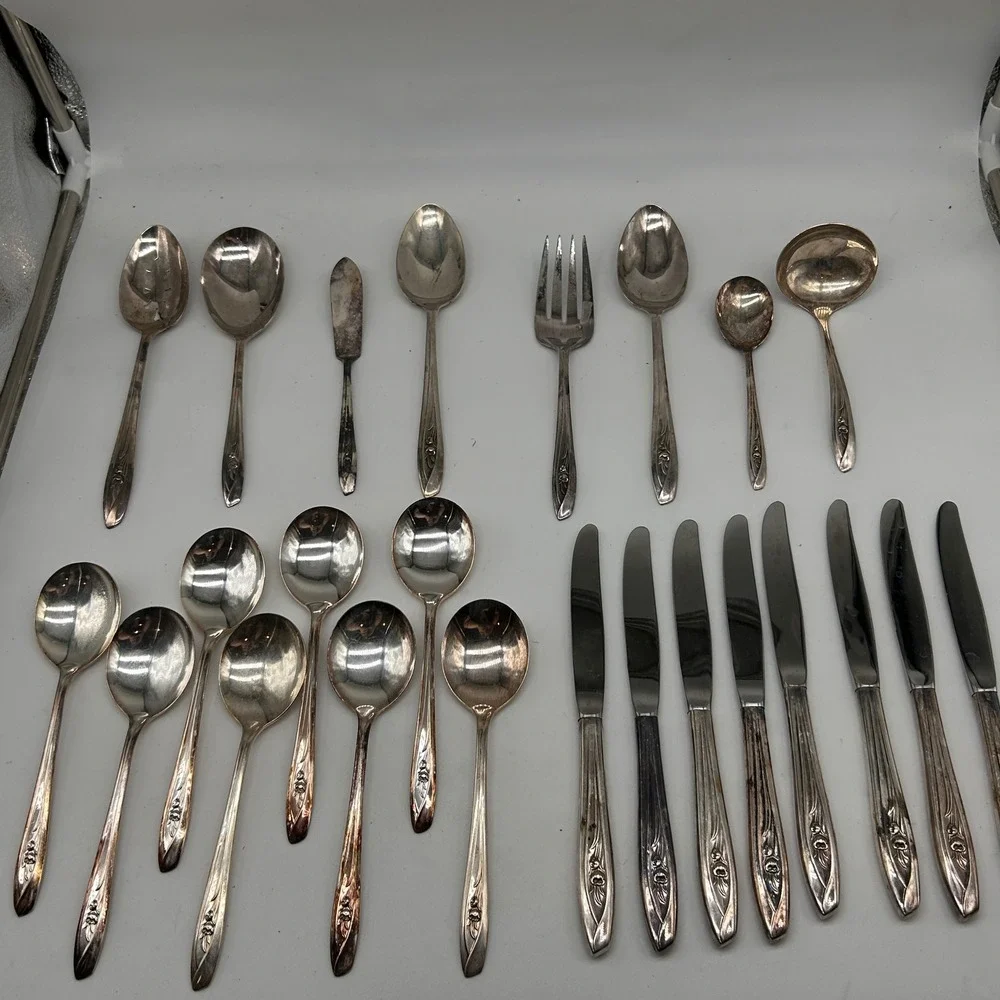 Silver Tulip by International Silver Silver Plate Flatware 56 Piece Set